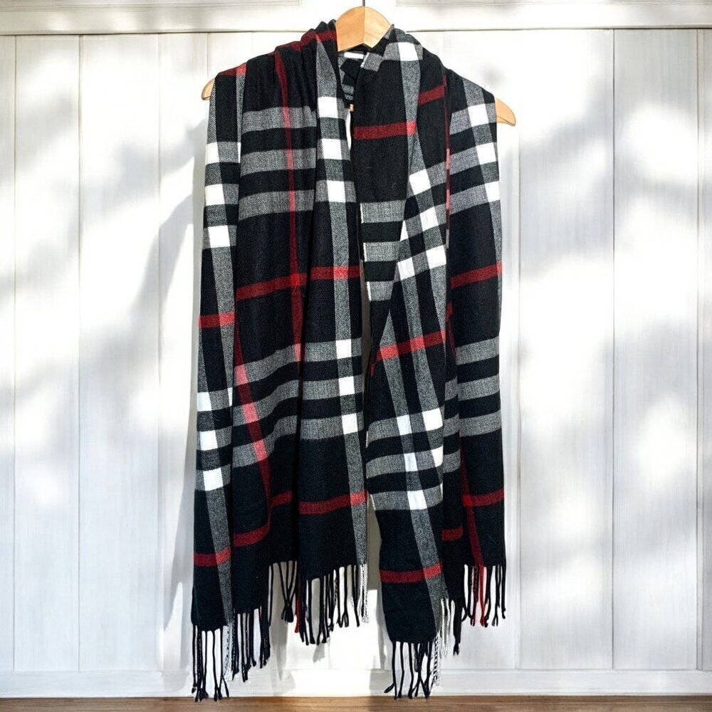 Royal Rossi 100% Cashmere Plaid Scarf With Fringe - Made In Inner Mongolia 38x29